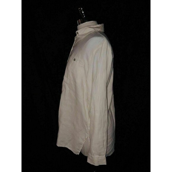 CHICO'S Size 1 8 10 M Blouse Shirt Top Yellow 100% Linen Long Sleeve - Picture 5 of 7